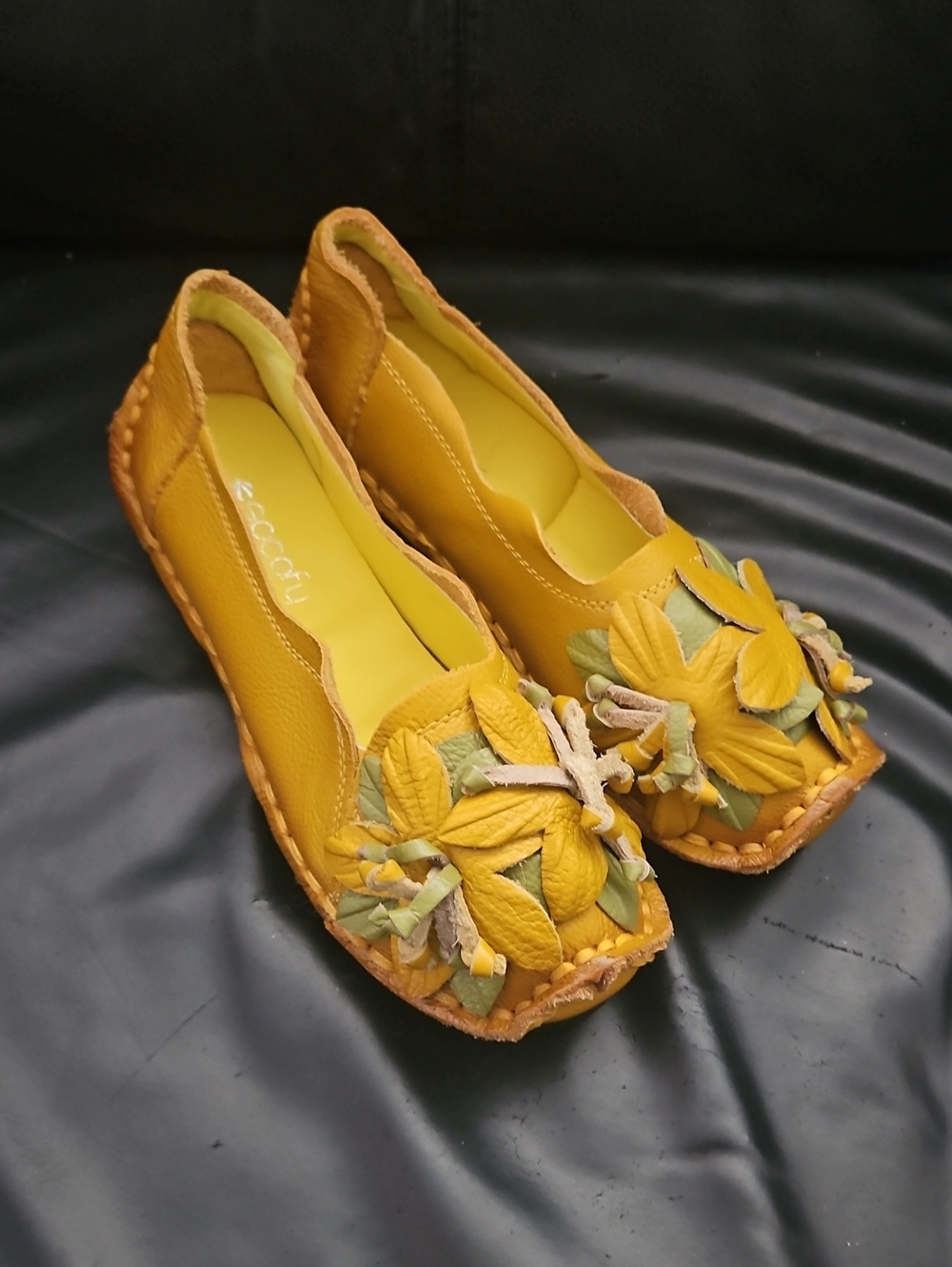 Socofy 100% Leather Floral Handmade Sz 6/6.5 US Victorian Style Shoe